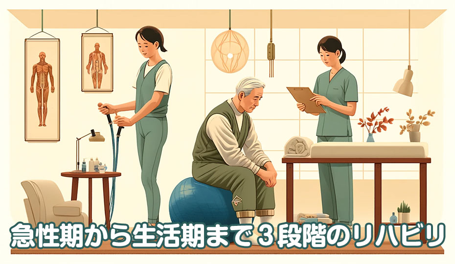 急性期から生活期まで3段階のリハビリテーションとは